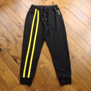 Black Joggers Track Pants Maniere De Voir Yellow Stripes Size Small